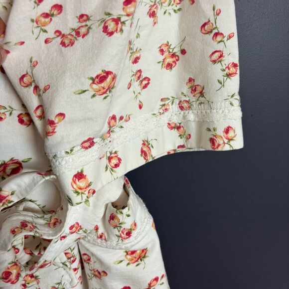 Vintage 90's Cacique 100% Cotton White Rose Floral Belted Tie Robe Size M/L - Picture 10 of 15
